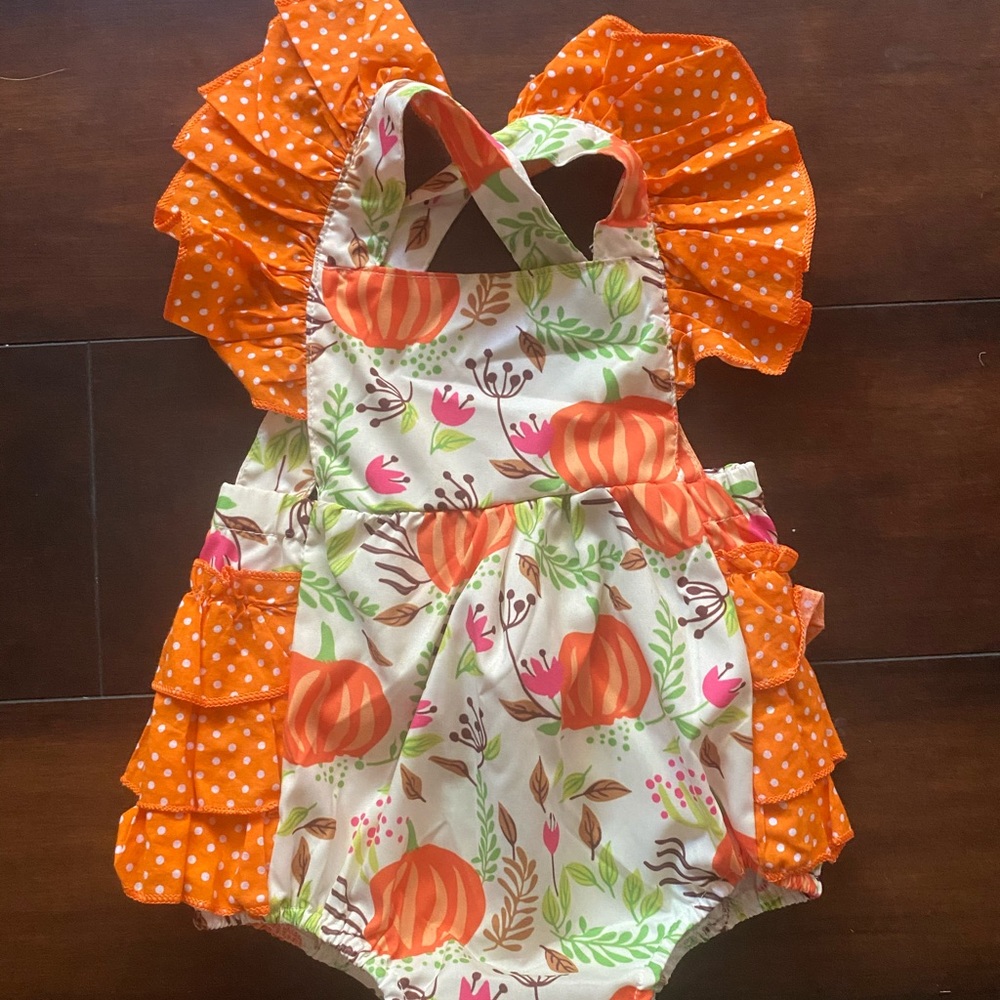 Vintage Ruffled Fall Pumpkin Onesie
